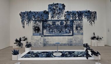Denim gardens and gauze portraits feature in free London textile exhibition