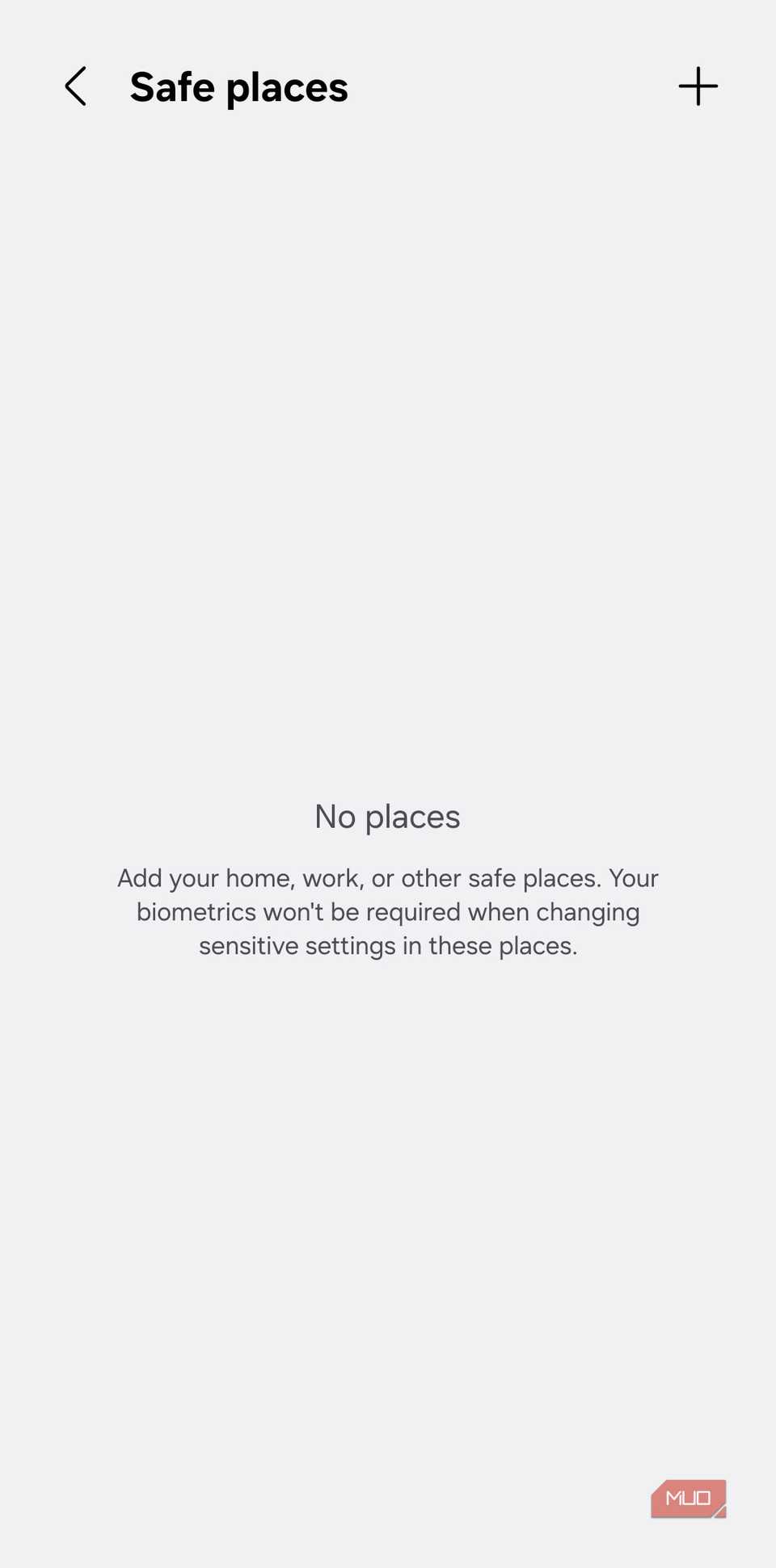 Safe places on Samsung phone