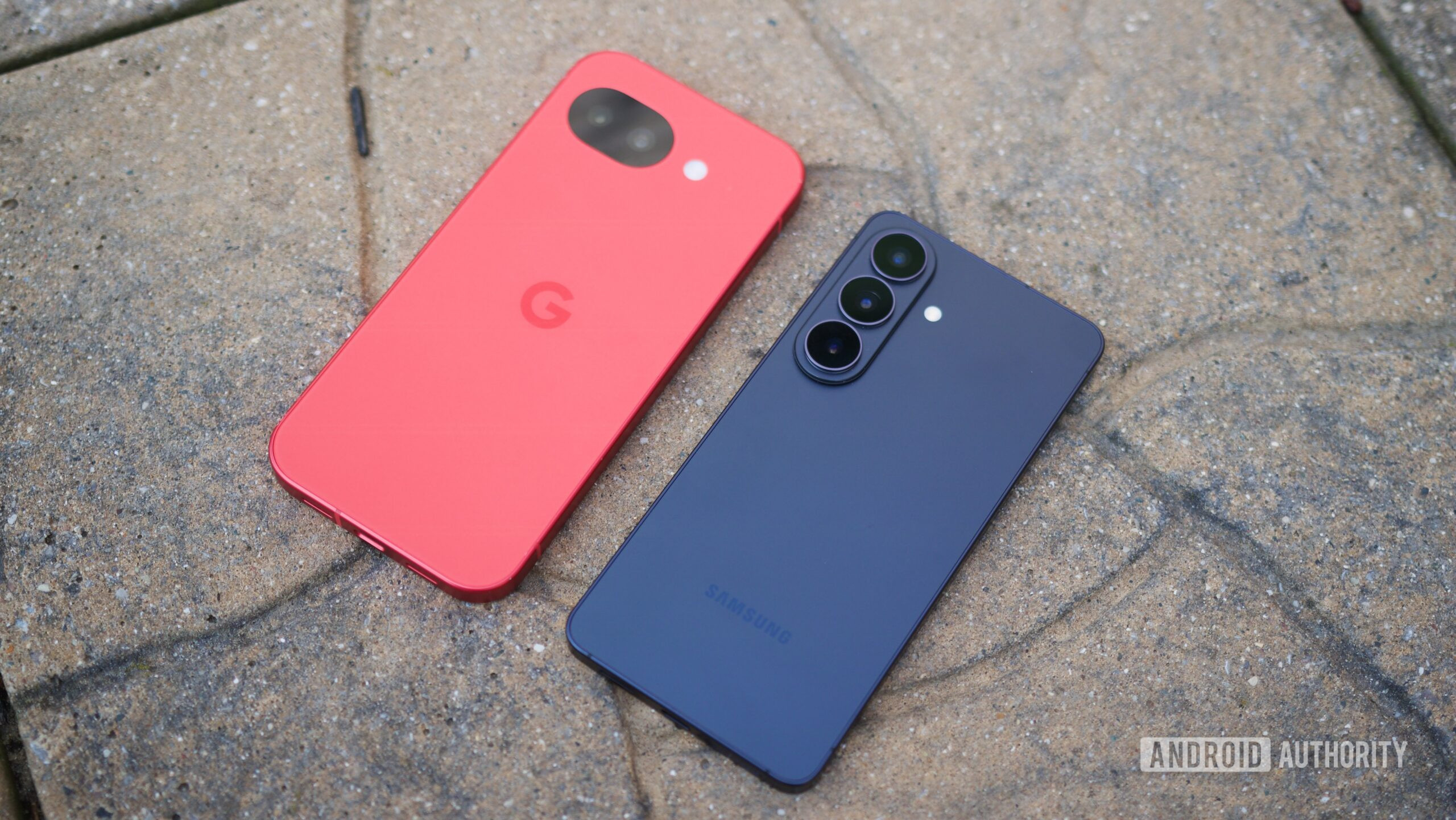 Google Pixel 10a next to the Samsung Galaxy S26.