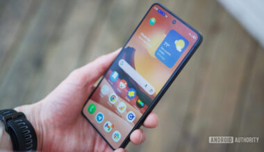 Samsung Galaxy S26 with its screen on, showing the home screen.
