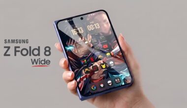 Render of Samsung Galaxy Z Wide Fold opened flat, showing a wide 4:3 inner display for tablet-style apps.