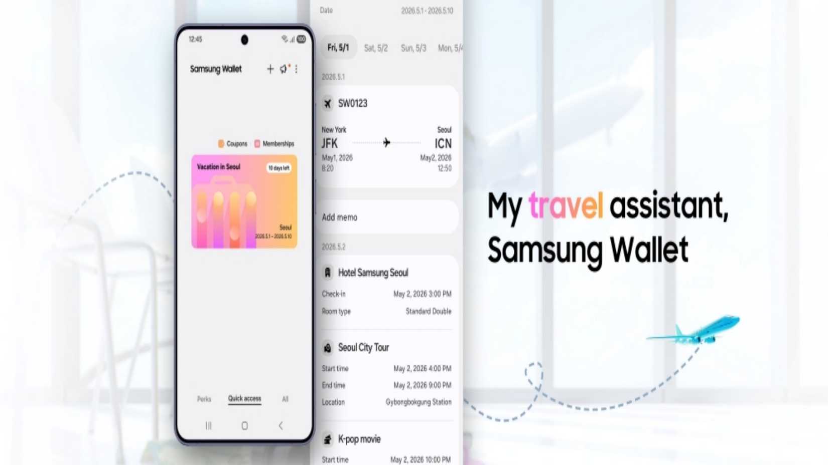 Image showing the Trips feature in the Samsung Wallet app