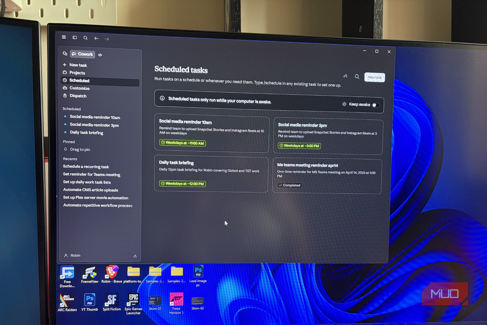 Scheduled tasks on Claude Cowork