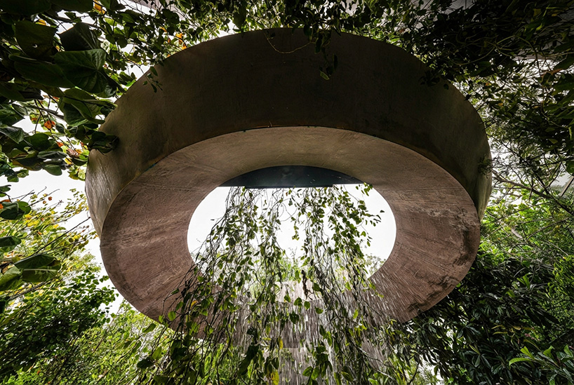 floating ring installation by broissin architects releases a continuous cascade of water - 2