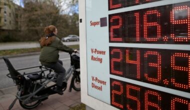 Petrol prices in Hamburg on 25 March. Pic: Reuters