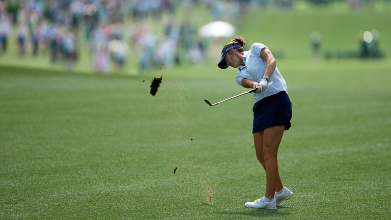 Asterisk Talley hits from the fairway on the first hole during the Augusta National Women's Amateur (AP Photo/Chris Carlson)