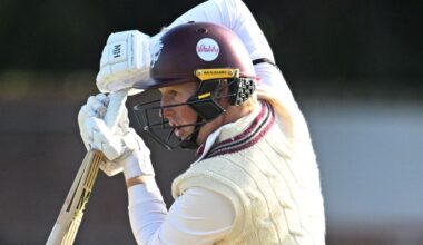 James Rew batting for Somerset in the County Championship (Getty Images)