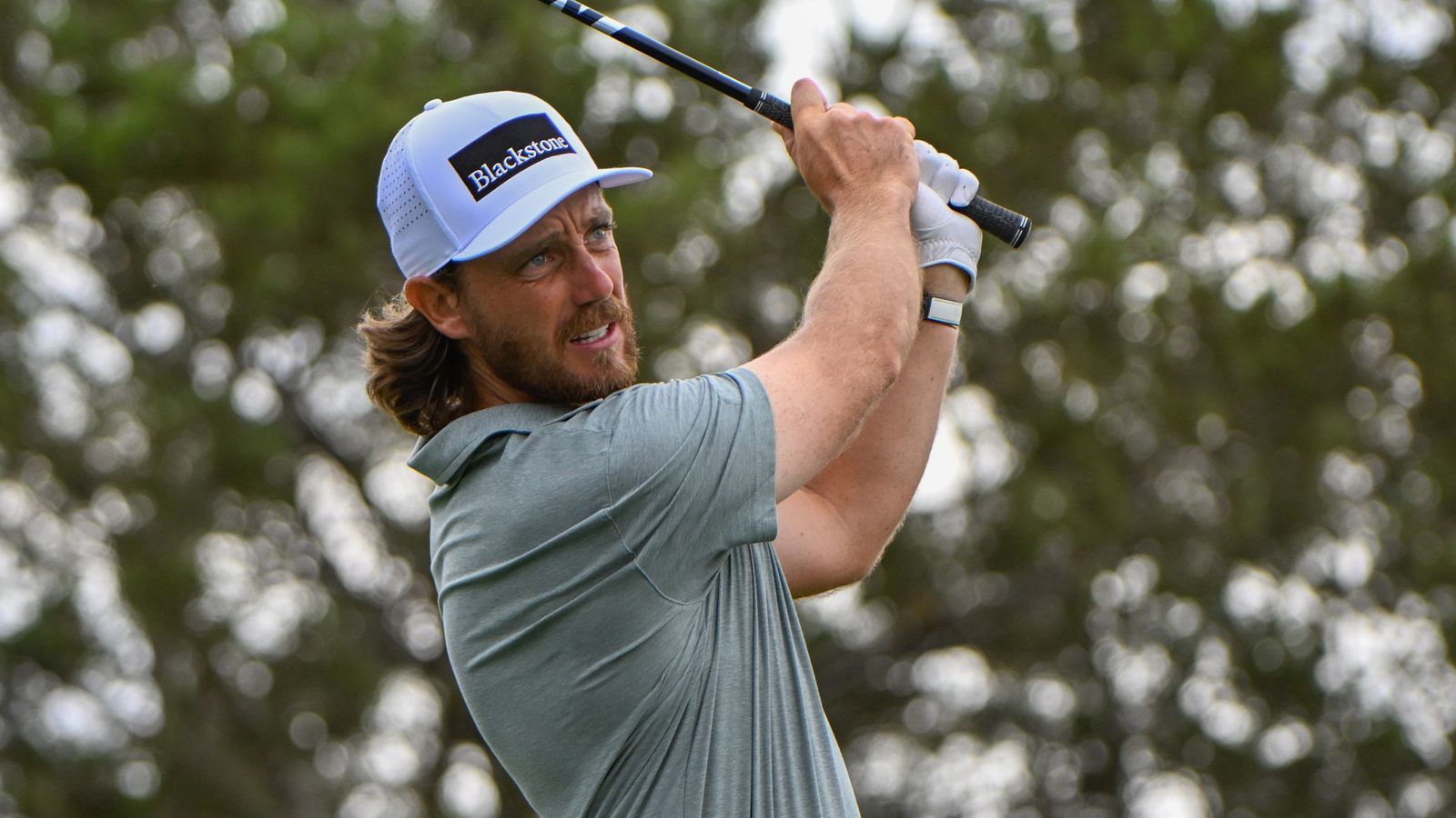 Tommy Fleetwood watches his tee shot on 11 during the second round of the Valero Texas Open (Photo by Ken Murray/Icon Sportswire)