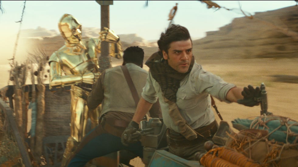 star wars the rise of skywalker, c 3po, finn, john boyega, poe dameron, oscar isaac