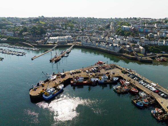 Aerial view of Brixham port Aerial view of Brixham port