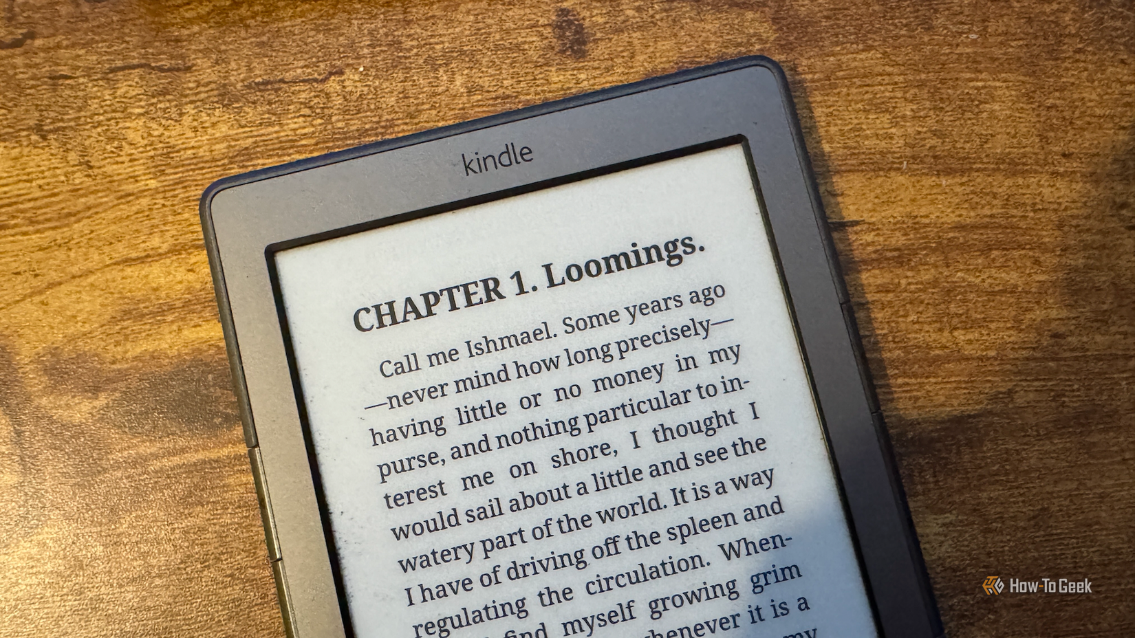 The opening lines of Moby Dick in KOReader on a Kindle 4.