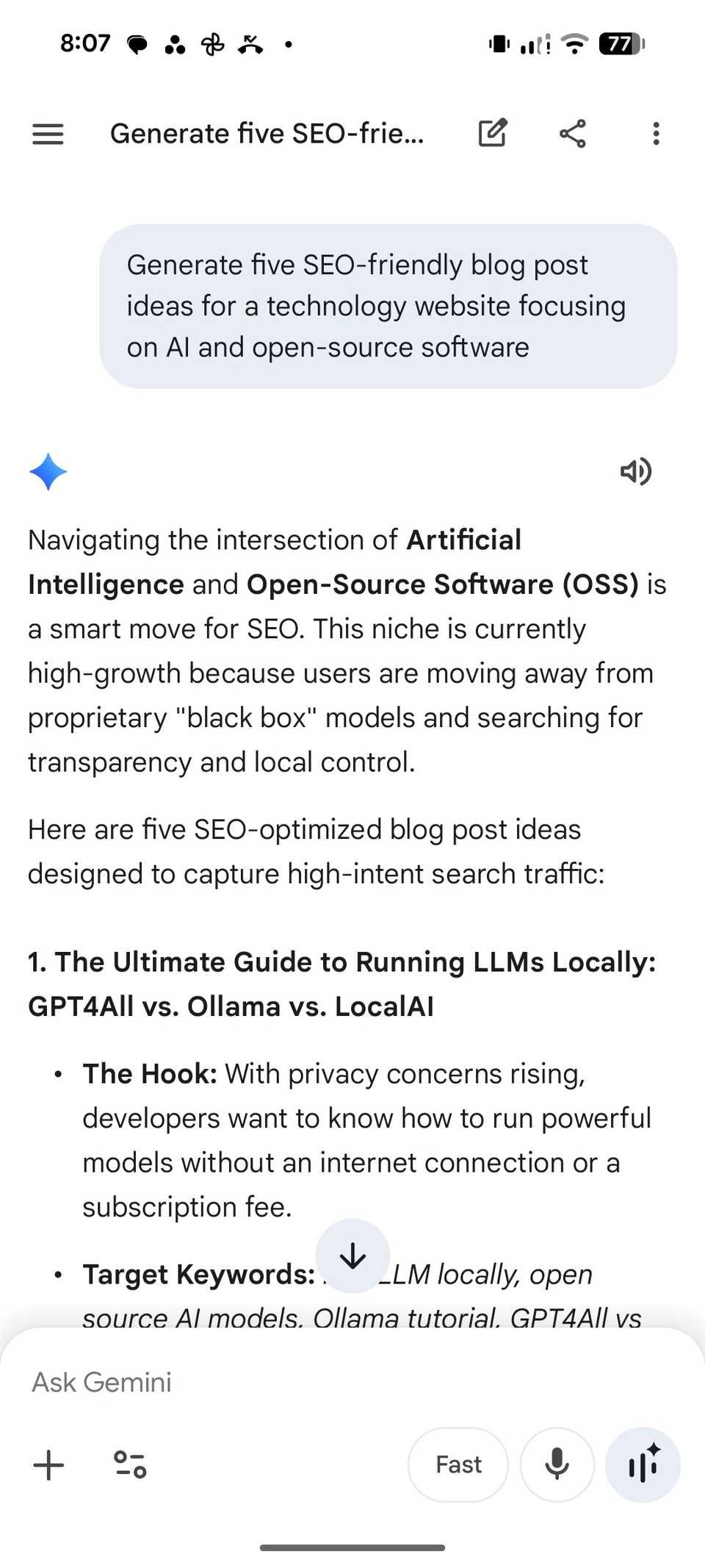 Gemini scheduled actions sharing content