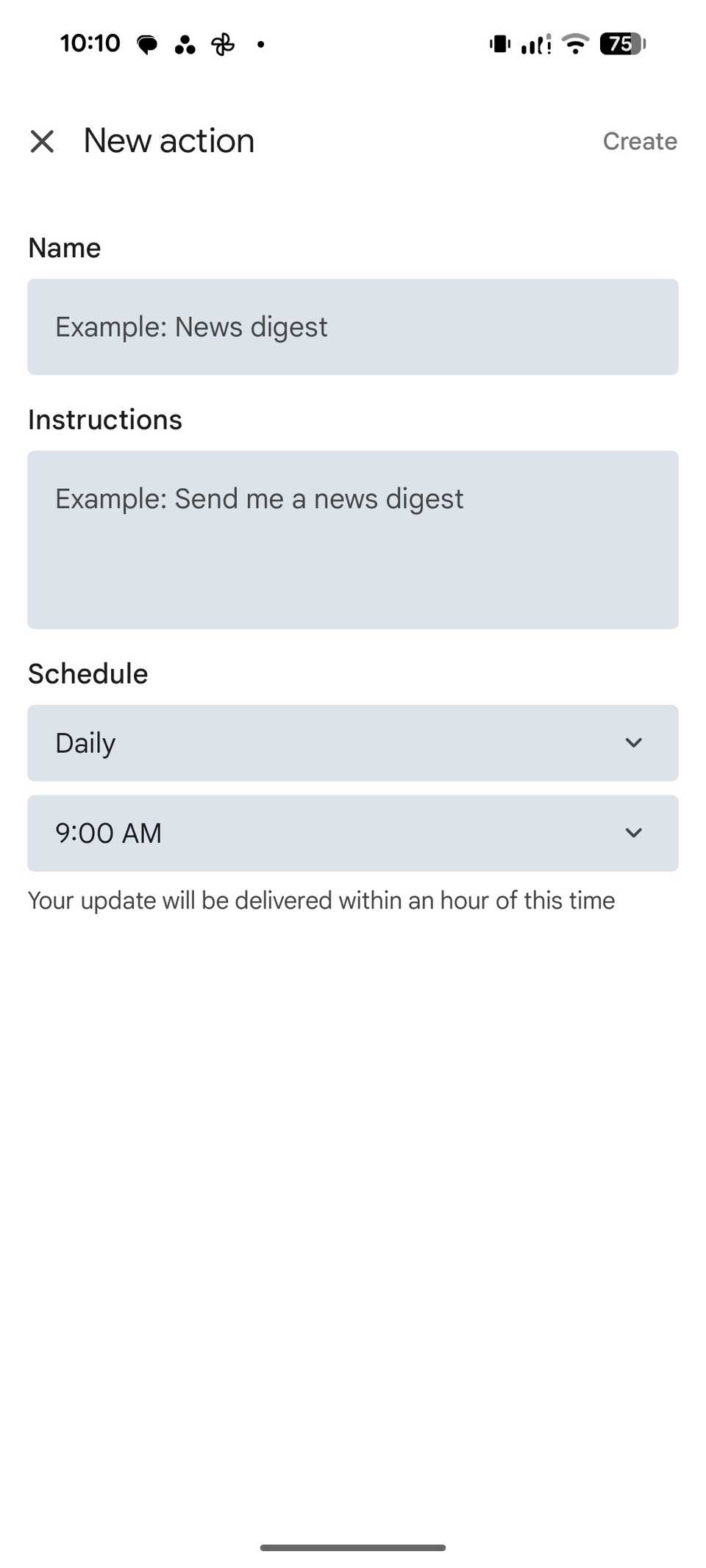 create Gemini scheduled actions