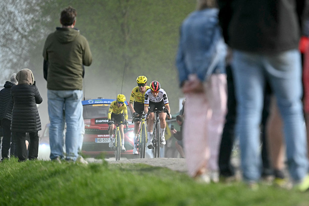 Pauline Ferrand-Pr&eacute;vot, Franziska Koch and Marianne Vos on the roads to Roubaix
