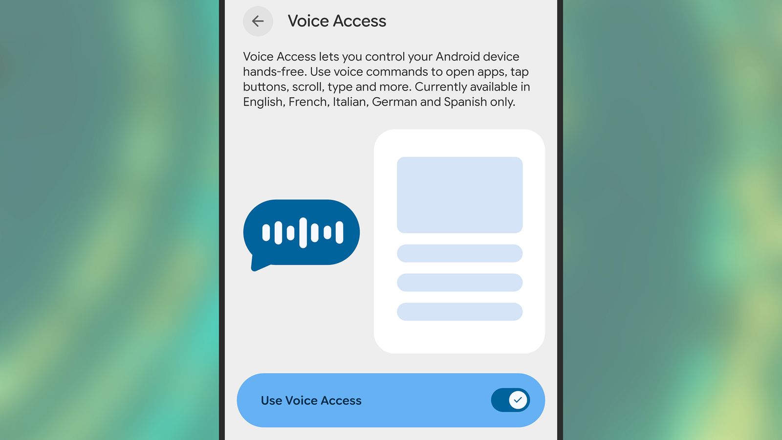 Enabling Voice Access on Android.