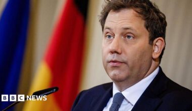 German Finance Minister Lars Klingbeil speaks during a press conference