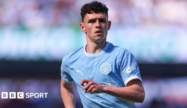 Phil Foden in action for Manchester City against Aston Villa in the Premier League