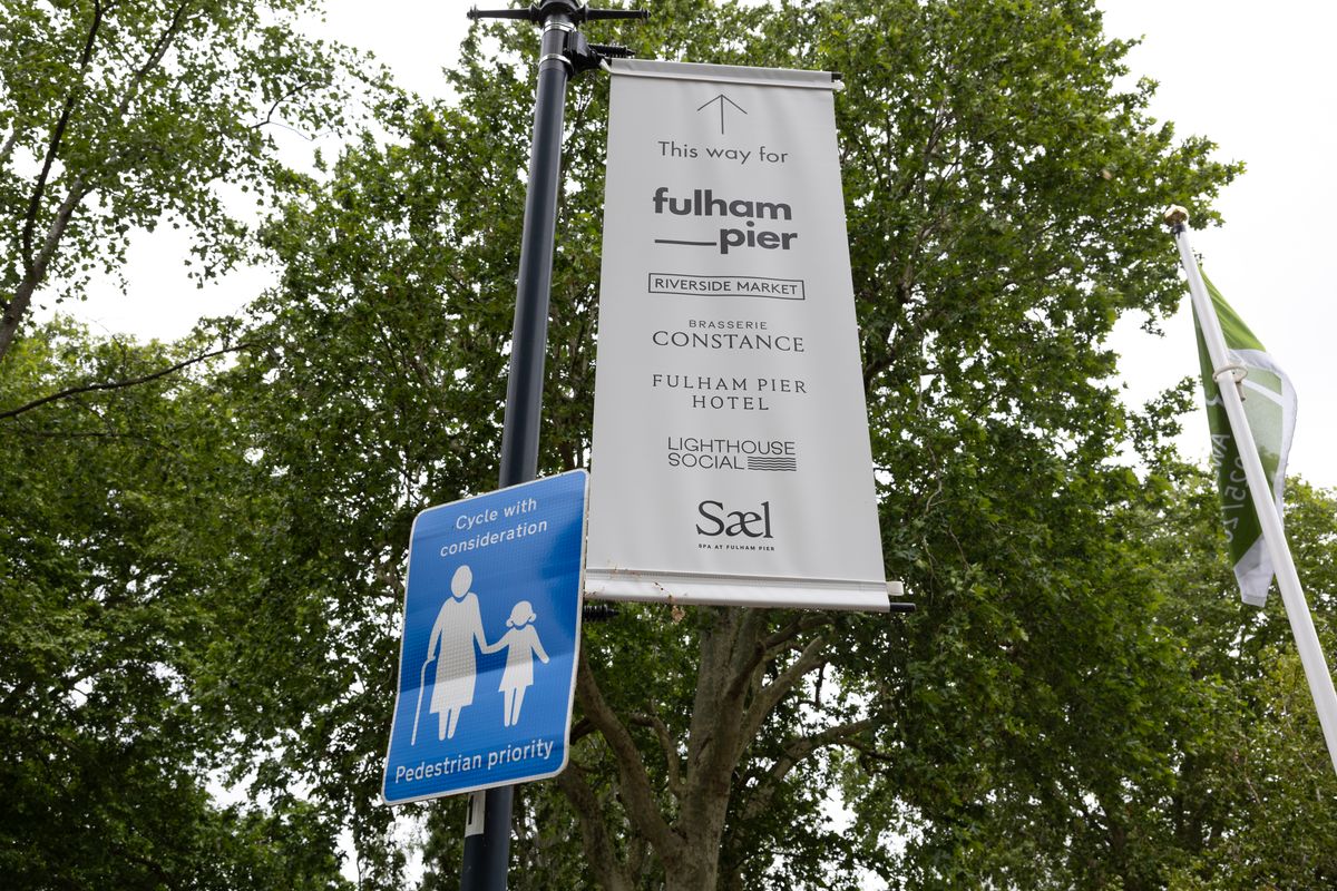 A banner in Bishop's Park