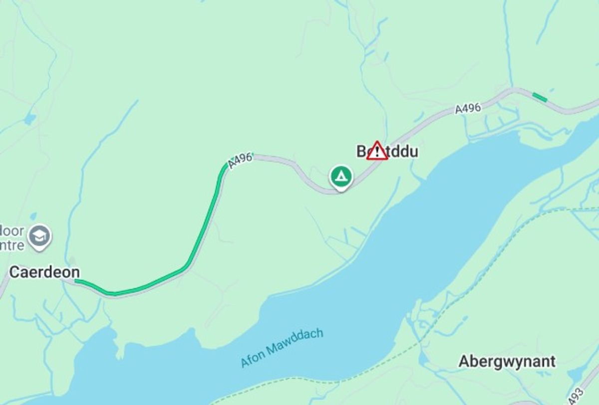 Location of the crash on the A496