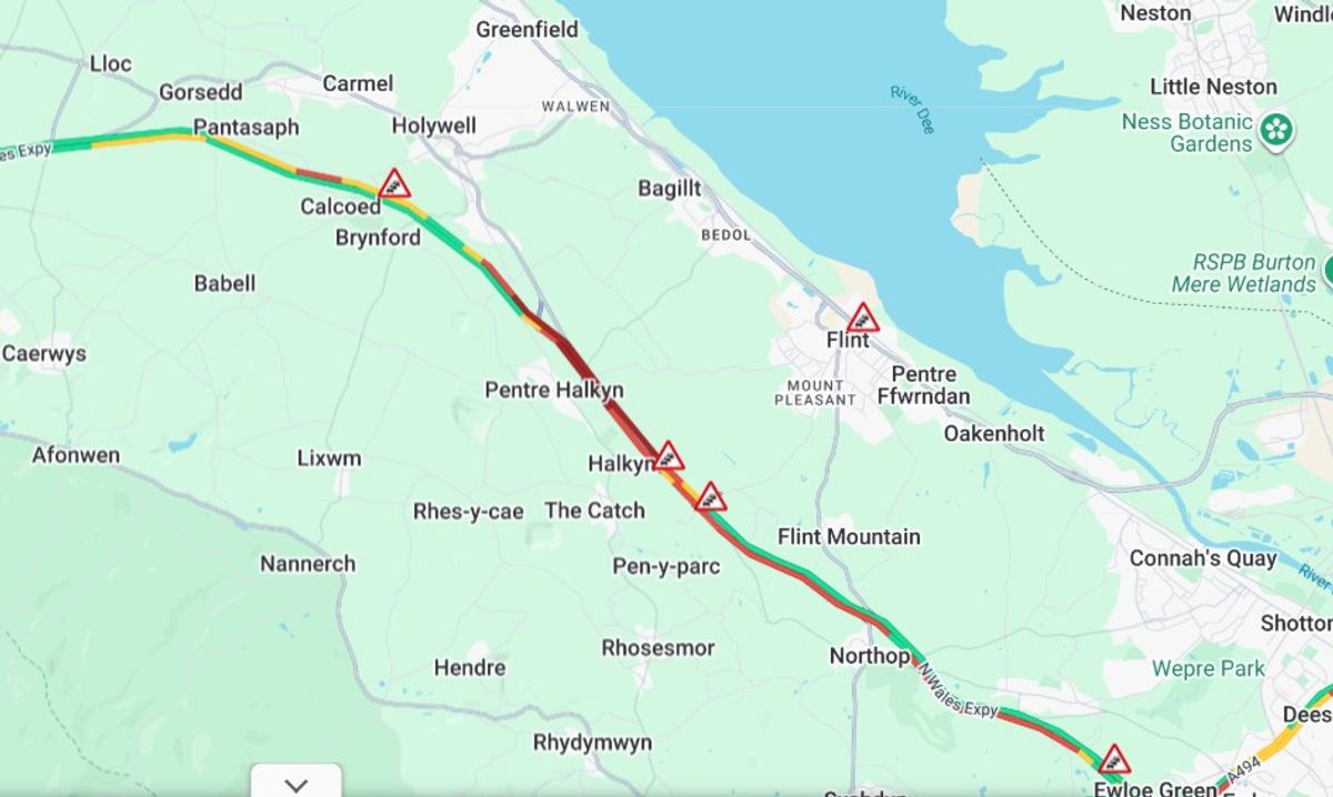 Long delays in Flintshire on the A55