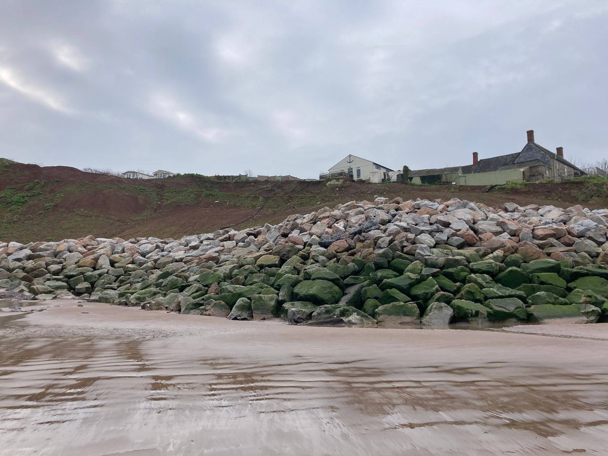 Anchor's Drop on the B3191 Blue Anchor Bay Road in Blue Anchor, seen from the beach below in March 2024. CREDIT: Daniel Mumby. Free to use for all BBC wire partners.