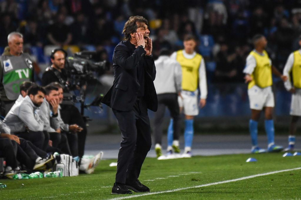 Antonio Conte coach of SSC Napoli during the Serie A match between SSC Napoli and Bologna FC 1909 at Stadio Diego Armando Maradona on May 11, 2026 in Naples, Italy.