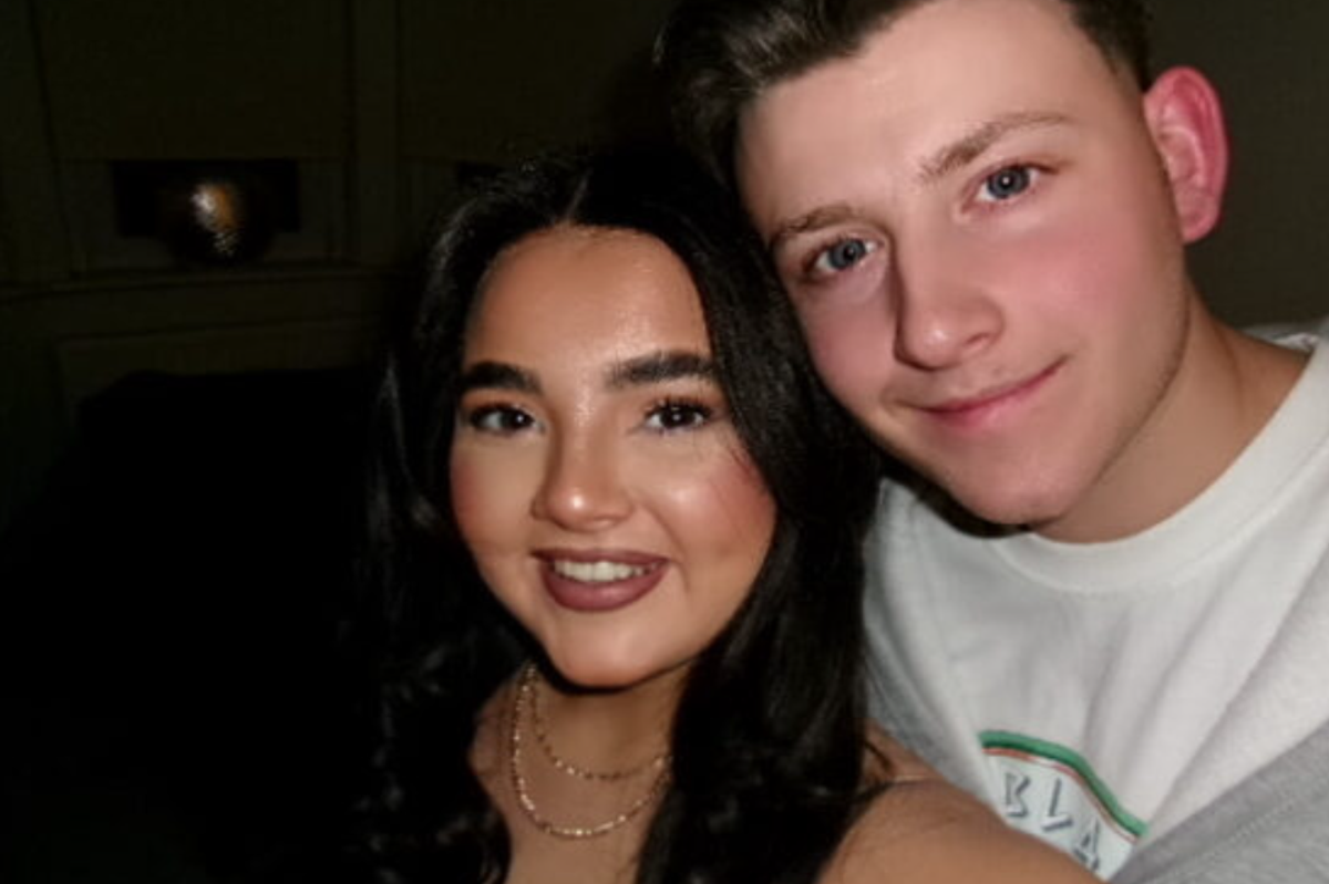 Ayley with boyfriend Riley, who helped her through her brave cancer battle