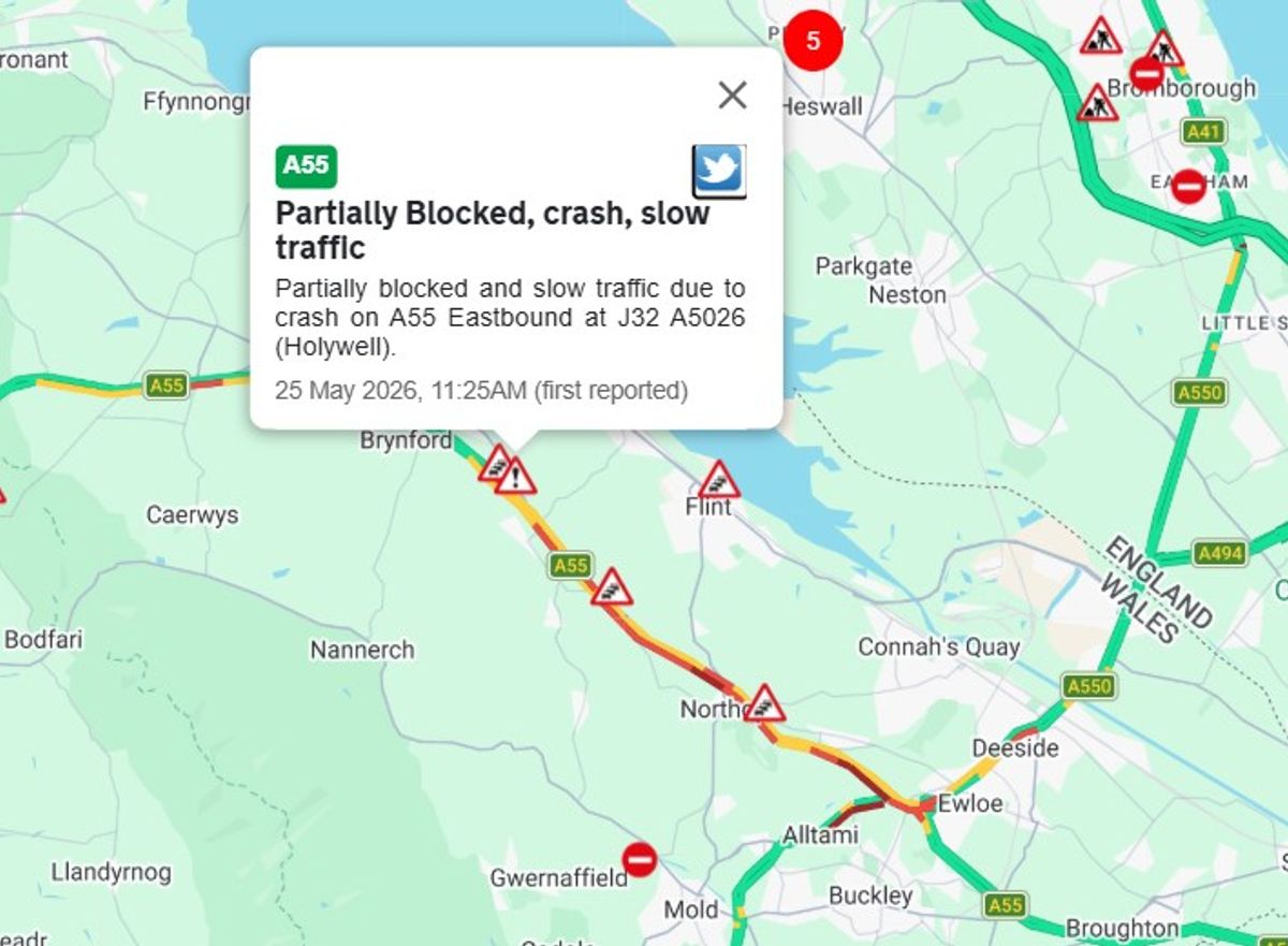 Major delays in Flintshire after crash on A55
