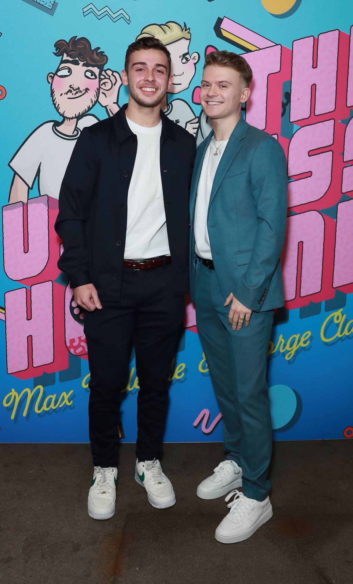 George Clarke (L) and Max Balegde attend the Podcast launch party for "The Useless Hotline"