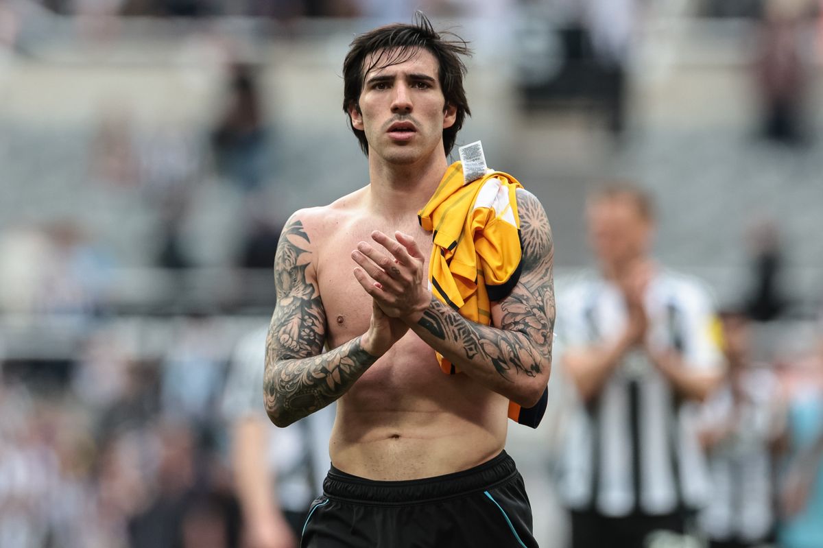Sandro Tonali of Newcastle United applauds the fans during the Premier League match between Newcastle United and Brighton & Hove Albion at St. James's Park in Newcastle, United Kingdom
