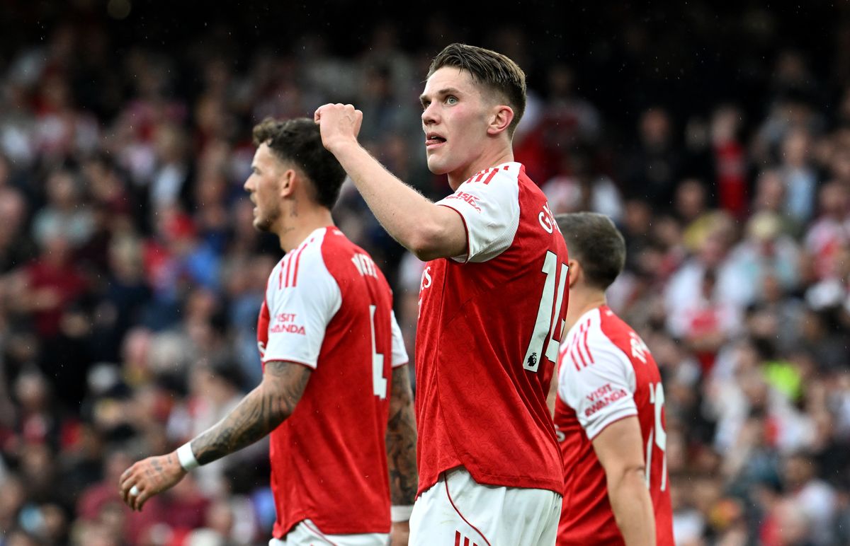 Viktor Gyokeres celebrates after scoring for Arsenal against Fulham