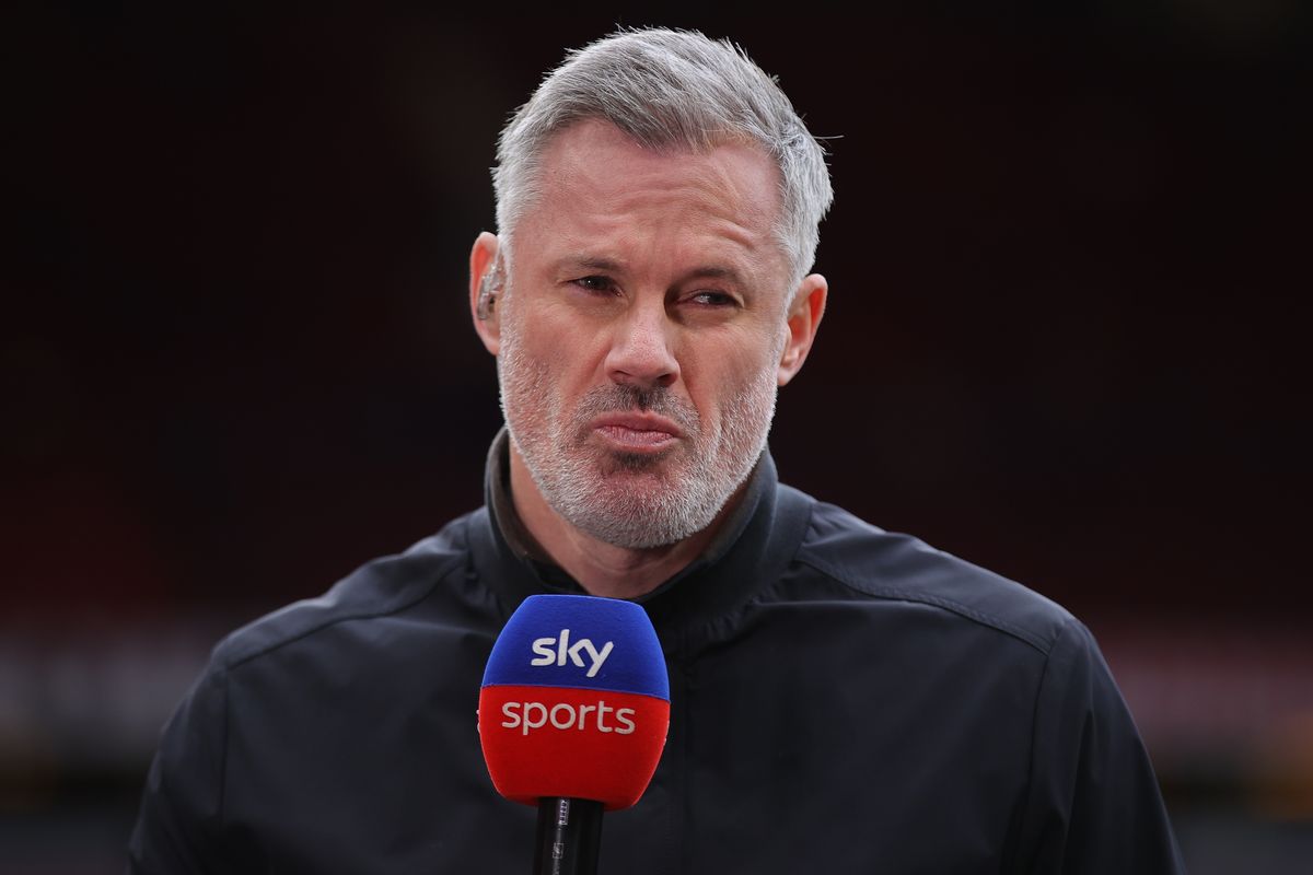 Jamie Carragher working as a Sky Sports pundit