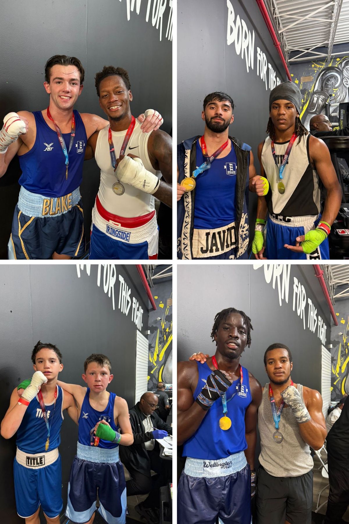 Blake Reay (top left), Javid Hossini (top right), Bobby Lloyd Thompson (bottom left), Gallaye Diagne (bottom right), from Wellington Amateur Boxing Club in Middlesbrough