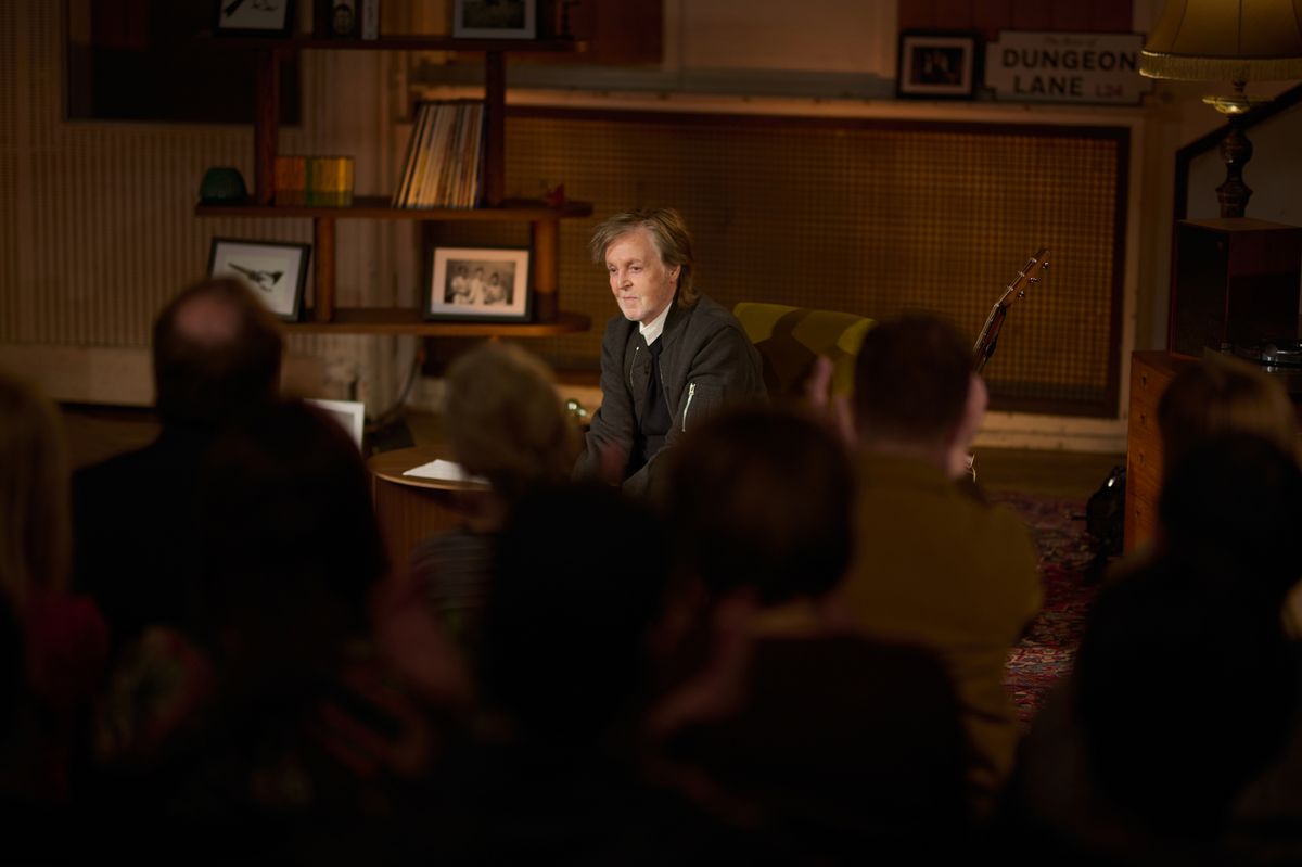 Sir Paul McCartney at an exclusive listening event today (May 5)
