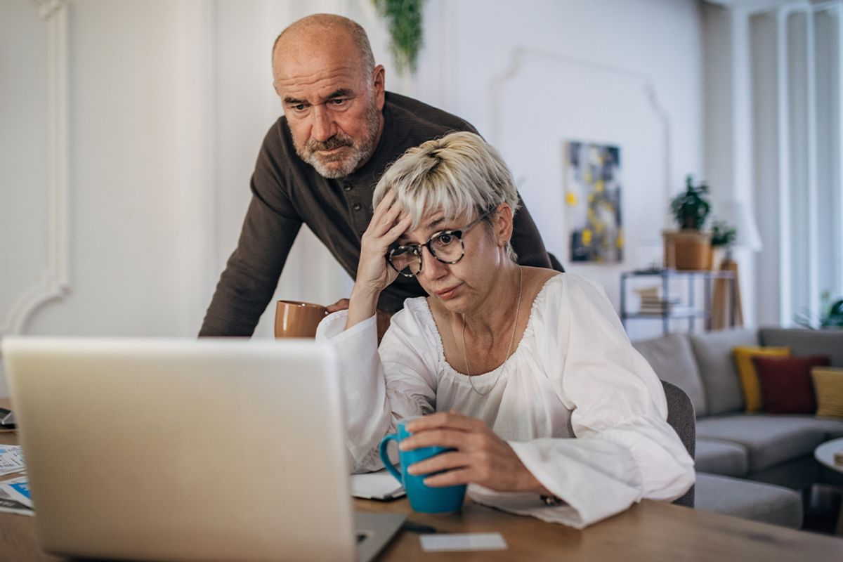 A couple check their finances