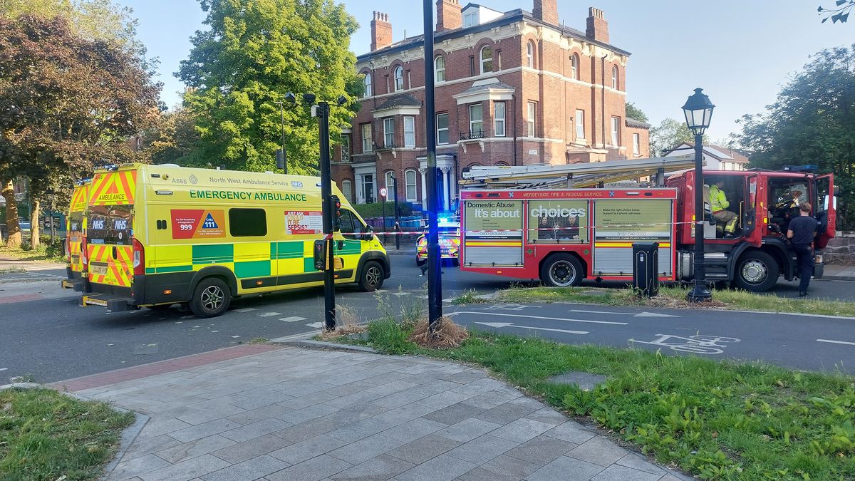 Emergency services on Princes Road, Toxteth