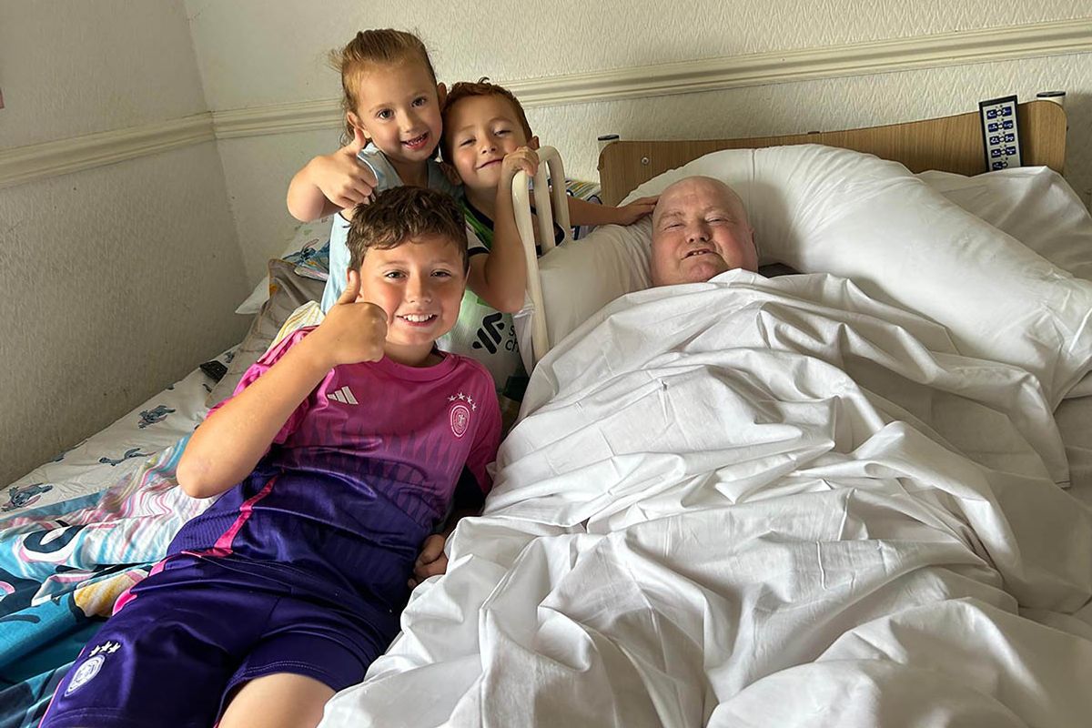Leighton Davies from Cwmavon with his grandchildren Kane, Blake and Maddie