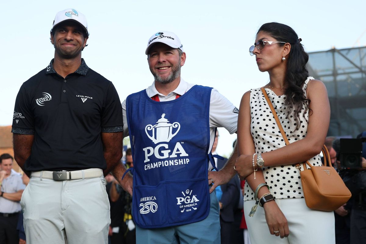 Rai and his caddie at the 2026 PGA Championship