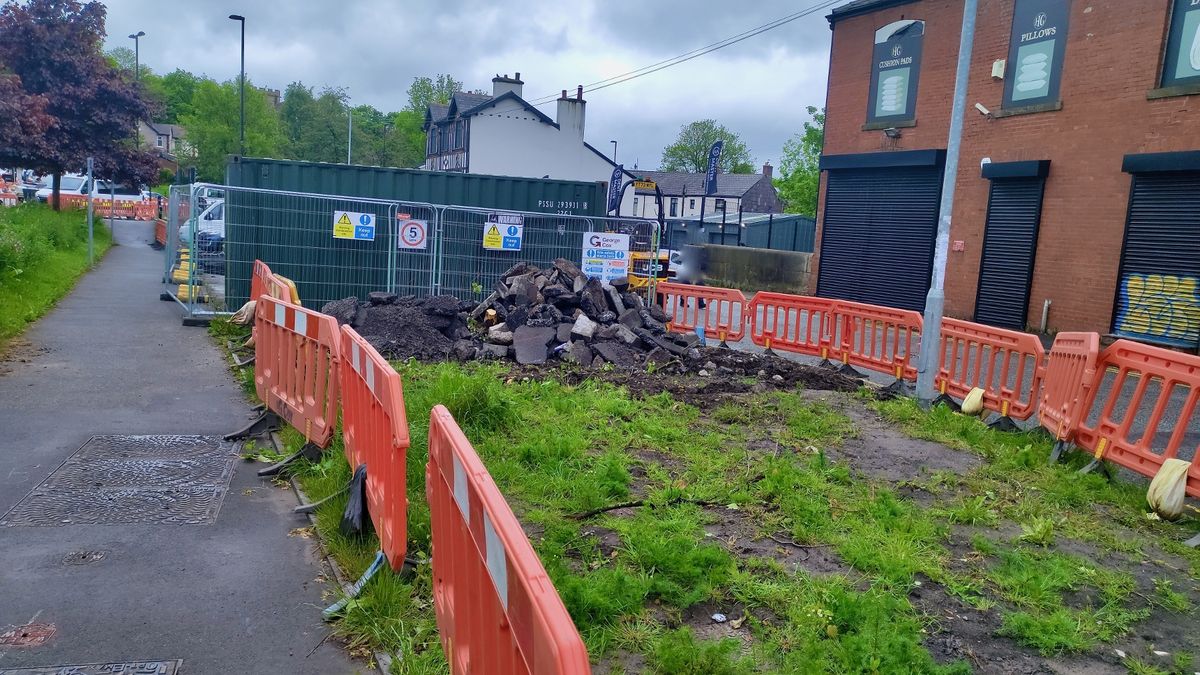 Roadworks at Sudden junction in Rochdale