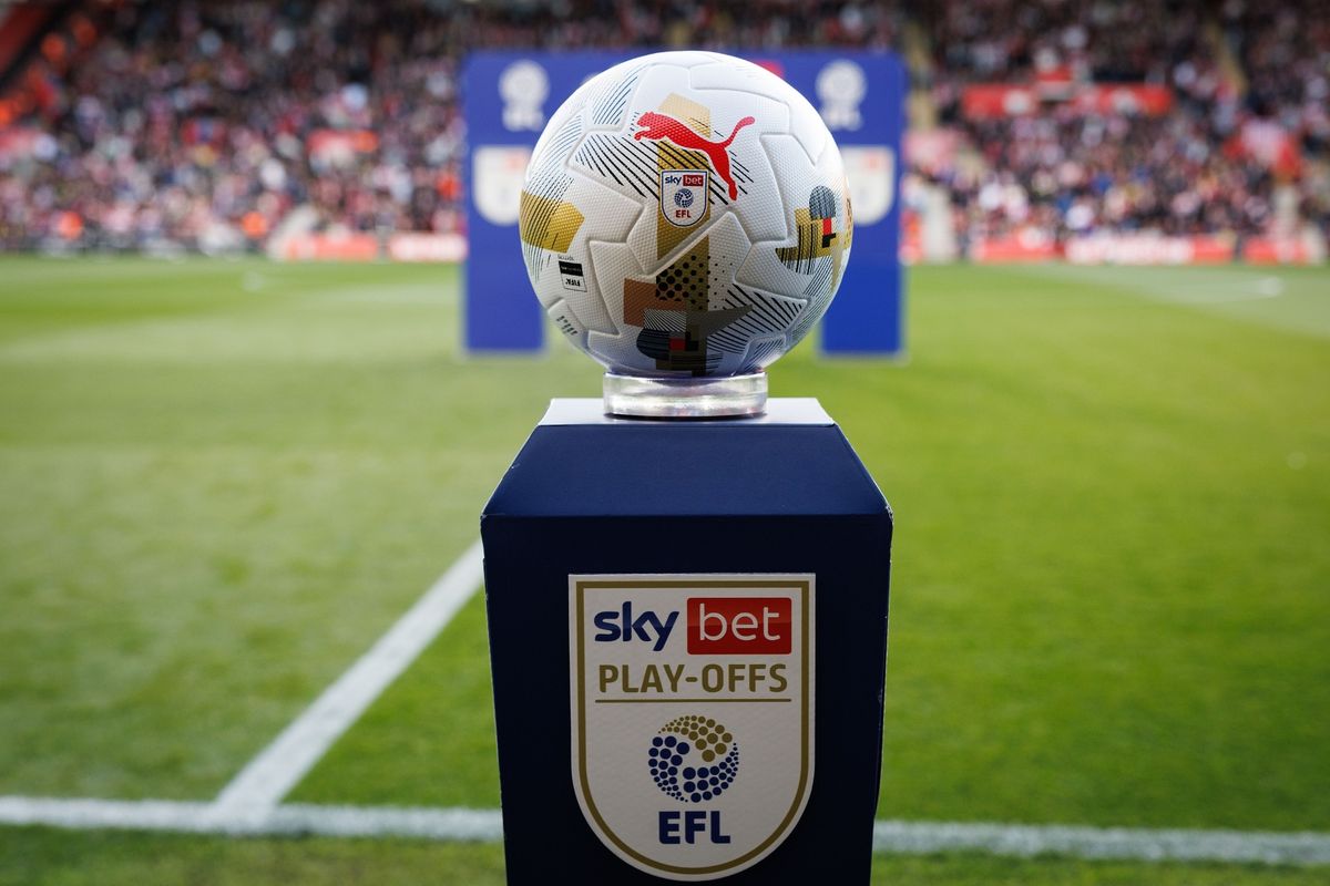 The EFL Puma match ball ahead of a play-off match