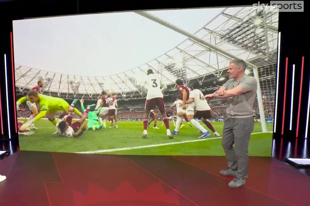 Jamie Carragher discussed West Ham's disallowed goal against Arsenal