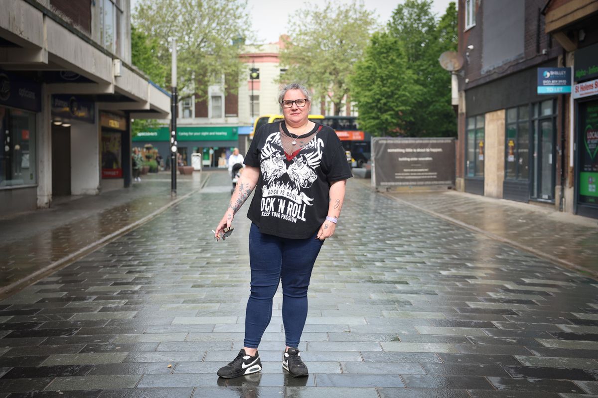Sarah Emmett in St Helens town centre