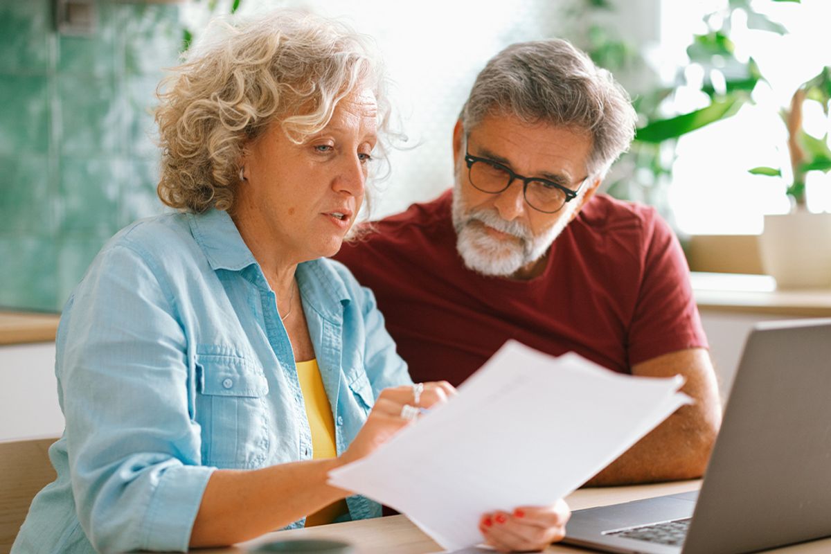 A couple check their finances