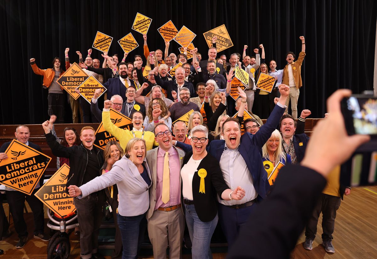 Lib Dem celebrations in Stockport