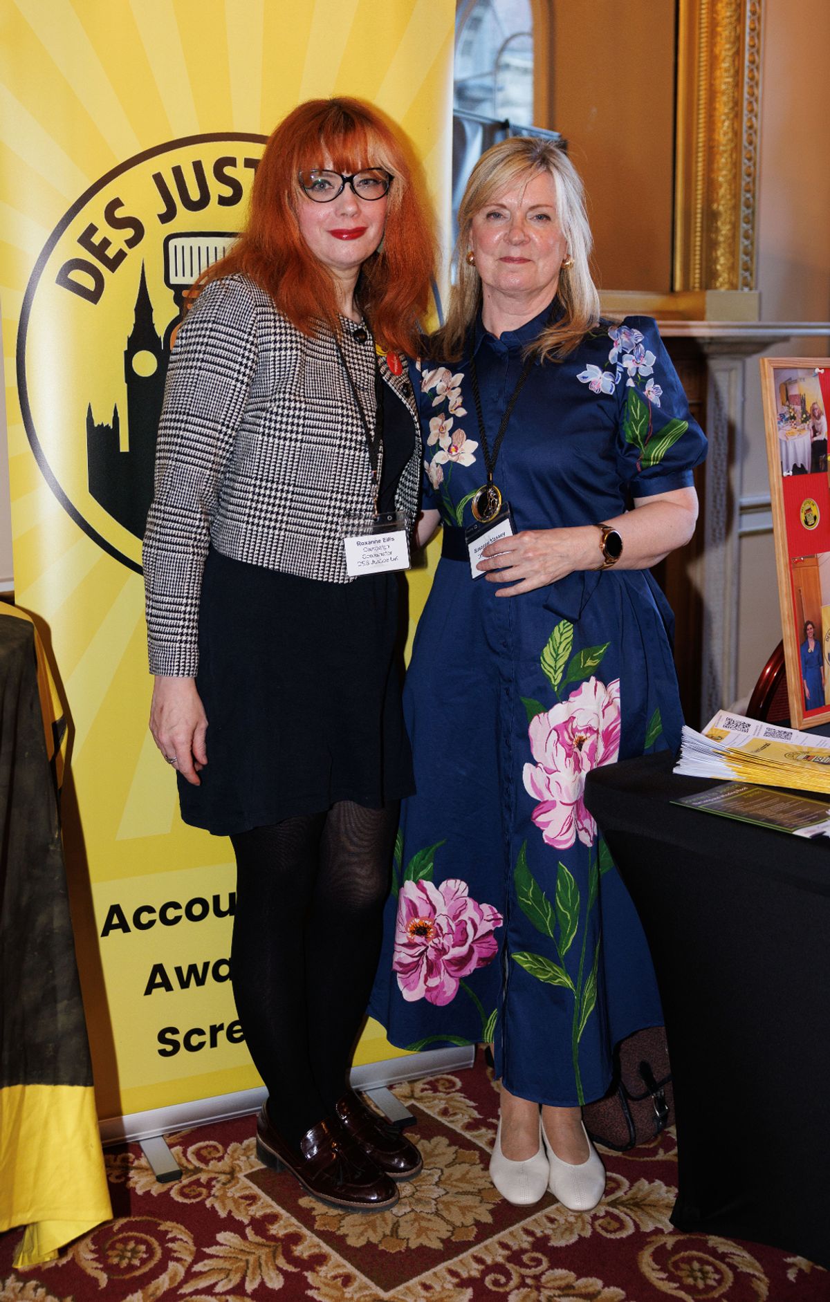 Suzanne Massey (right), with her DES Justice UK colleague (left), at Liverpool Town Hall
