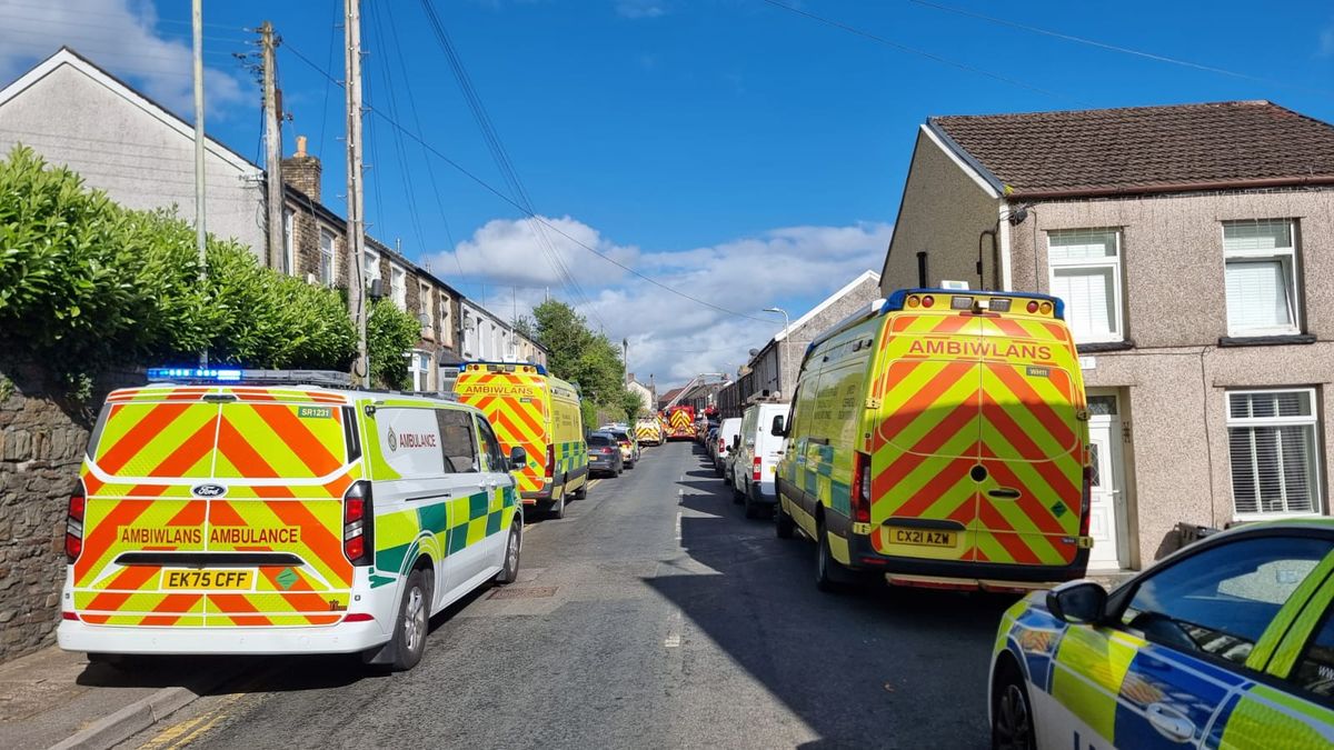 Emergency services vehicles at the scene