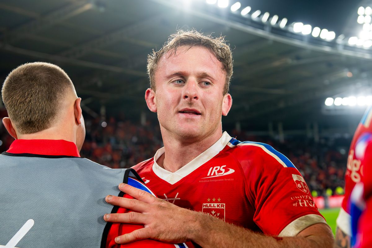 Jez Litten celebrates after Hull KR's World Club Challenge win over Brisbane Broncos.