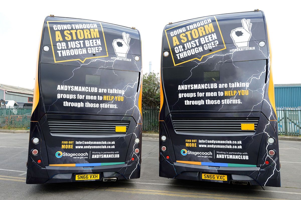 30/04/26 - A specially branded bus is set to visit Hull, offering local men the chance to step on board for a private chat or a friendly conversation about their mental health, with respected charity Andy’s Man Club. Local bus operator, Stagecoach East Midlands, is a keen supporter of the organisation and, last year, wrapped two of its vehicles, in Hull, with AMC branding, in the hope that more men will realise that #ITSOKAYTOTALK. Andy's Man Club branded buses