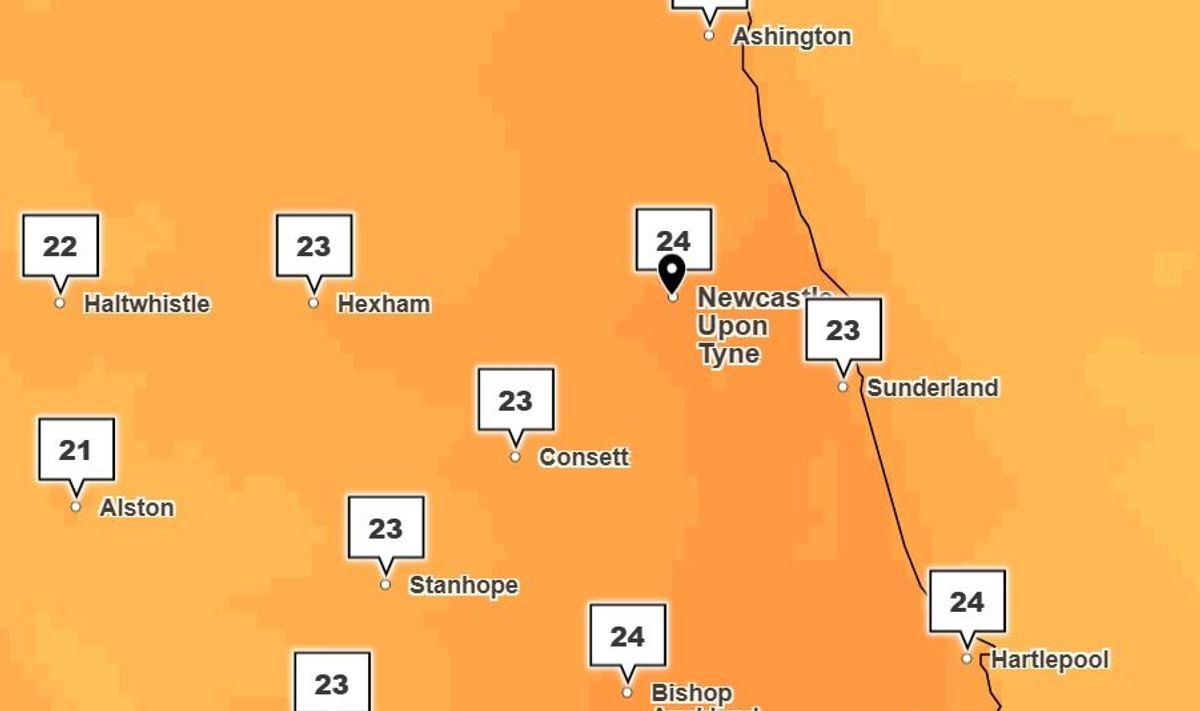 A Met Office weather map showing the forecast for 4pm on Bank Holiday Monday, May 25