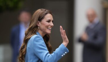 Kate Middleton Begins Italy Trip in a Powder Blue Edeline Lee Suit